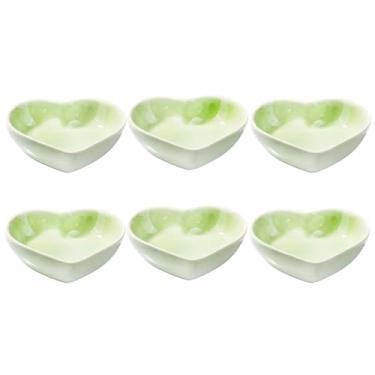 Imagem de Cerficer Prato de molho de porcelana, conjunto de 6 tigelas pequenas para molho de vinagre, sal, salada, molho de soja, óleo de wasabi, chili, verde amor em forma de coração