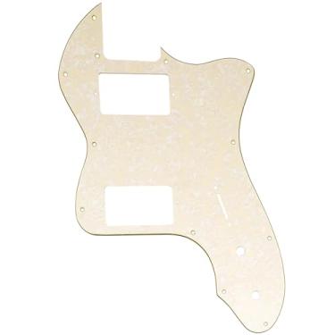 Imagem de Musiclily Pro 12 Furos Coberto HH Escudo para Guitarra EUA/México Fender 72 Tele Thinline Style, 4 camadas Aged White Perolado