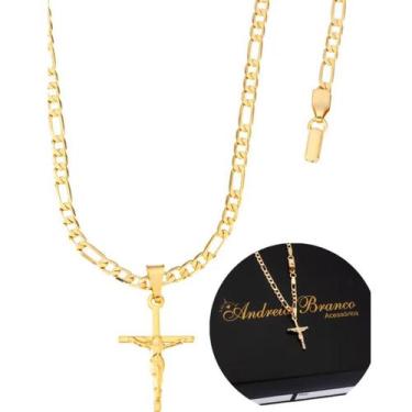 Imagem de Corrente Masculino Banhado Ouro 18k Cordão Ping Jesus Cristo - Andreia