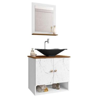 Imagem de Gabinete Armário Banheiro Deli 2 Portas Cuba Concava Preta - Loja Doce