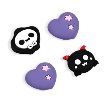 Imagem de DLseego Thumb Grips Caps Design for Switch/Switch lite/Switch OLED Console, Soft Silicone Joycon Analog Controller Protective Anti-Slip Covers 4PCS Button Joy Con Joystick Caps - Purple Black