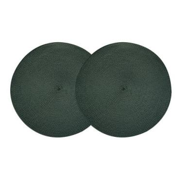 Imagem de Jogo Americano Redondo 2 Lugares Fresno Espiral Verde Militar Sousplat