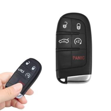 Imagem de Boxonly Chaveiro de carro com controle remoto sem chave M3N40821302, 433 MHz, 46 chips, compatível com Jeep Grand Cherokee (2014-2020), Grand Cherokee WK (2022), Dodge Durango (2014-2022), 5 botões