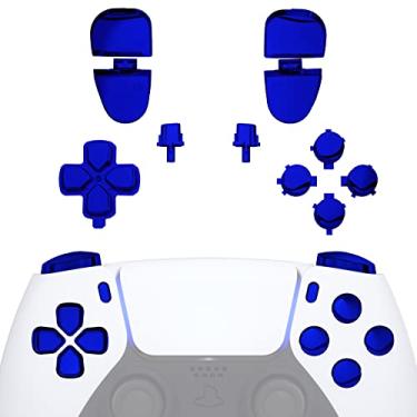 Imagem de eXtremeRate Botões de substituição D-pad R1 L1 R2 L2 Opções de compartilhamento de botões de rosto para controle DualSense 5 PS5, conjunto completo de botões com ferramenta para controle Playstation 5