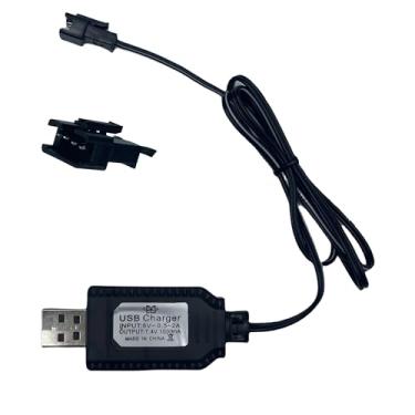 Imagem de BaiWeiDun Cabo carregador USB de 7,4 V com plugue SM-4PIN, compatível com carro RC, avião, tanque, barco RC e outros brinquedos de controle remoto para carregador USB universal de 7,4 V com proteção