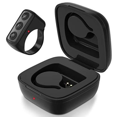 Imagem de Controle remoto Bluetooth TIK TOK sem fio para câmera TYUOBOX com botão de selfie com capa de carregamento para iPhone, Android, iPad, celular (preto)