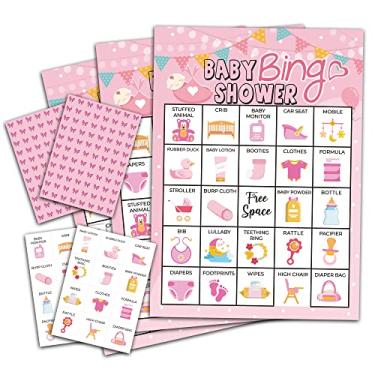 Imagem de Pink Baby Shower Bingo Game, Party Games with 24 Players, Family Activities, Bingo Cards for Kids School Classroom Party Supplies, Party Favors Gifts for Kids Young Adults, Adults, Toddlers - pink05