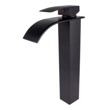 Imagem de Torneira Banheiro Monocomando Bancada Cascata Preta Bica Alta Domum