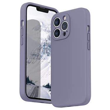 Imagem de SURPHY Capa para iPhone 13 Pro com protetor de tela, 13 capas de telefone de silicone líquido Pro (proteção da câmera e forro de microfibra macia), cinza lavanda