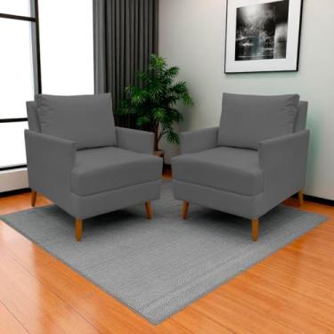 Imagem de Kit 2 Poltronas Decorativa Para Sala Recepção Consultório Escritório Serena Suede (Cinza)
