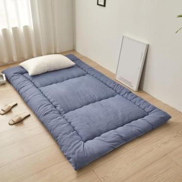 Imagem de Colchão De Chão único Tatami Grosso Japonês Futon Portátil Colchão De Dormir Enrolável Para Meninos Meninas Adulto Estudante Dormitório Colchão, Blue, 100x190cm