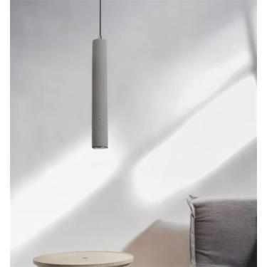 Imagem de Luz Pendente De Concreto Longa Moderna Industrial Ilha De Cozinha Luminária Led Sala De Jantar Cimento Pendurado Luz De Teto Ajustável Em Altura Para Quarto Sala De Estar Bar, Grey, 5 * 50 cm
