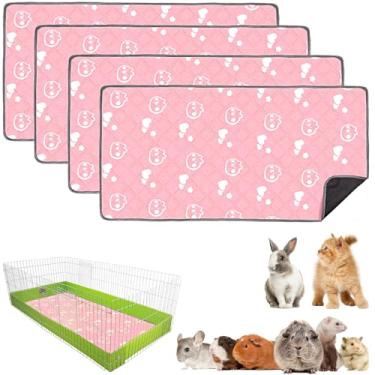 Imagem de Mooydee Pacote com 4 roupas de cama de porquinho-da-índia laváveis para gaiola do meio-oeste, tapetes impermeáveis reutilizáveis para xixi, tapetes super absorventes para animais pequenos animais de