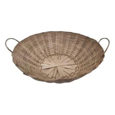 Imagem de Cesta Bandejão Balaio Bambu 40cm Cesto Palha Artesanal Decoração M - R