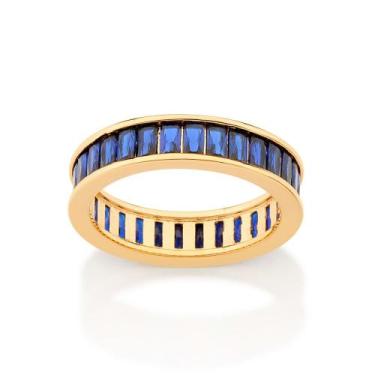 Imagem de Meia Aliança Rommanel Fol. a Ouro com Zircônia 513081 513083, 20, Azul