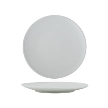 Imagem de Prato redondo nórdico de cerâmica simples e requintada para uso doméstico - prato raso de borda plana de 28 cm branco.