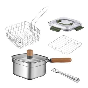 Imagem de Ｂｅｓｇａ Mini Fritadeira de Macarrão e Leite Multiuso Portátil Tampa de aço Inoxidável Fritadeira com Cesta para Batatas Fritas de Frango