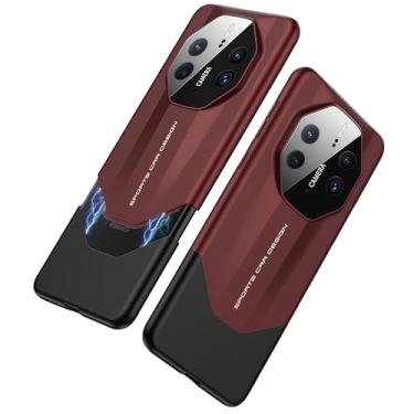 Imagem de JIAONASHIJIA Capa adequada para Huawei Mate 50 Pro - design ultrafino de carro esportivo de luxo - proteção à prova de arranhões - cobertura total da câmera - instalação magnética. Vermelho
