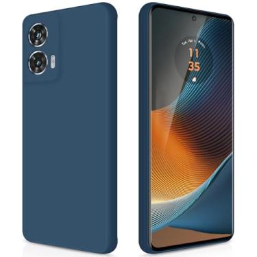Imagem de GiiYoon Capa para Motorola Edge 50 Fusion, capa protetora de corpo inteiro com toque suave e sedoso, case à prova de choque com forro em microfibra - Azul