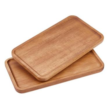 Imagem de DICOSMETIC 2 bandejas de madeira de acácia, 29 x 10,5 cm, bandejas retangulares, mini tábuas de charcutaria, pratos de aperitivo de madeira para alimentos, banheiro, decoração de casa, balcão de