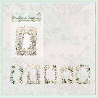 Imagem de 10 molduras de papel de artesanato vintage para scrapbook, janela de flores, moldura de papel decorativo para diário de lixo, suprimentos vintage para scrapbook, kit de fabricação de cartões, molduras