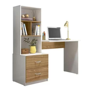 Imagem de Escrivaninha Com Armário Cristal Branco Nature - Peternella