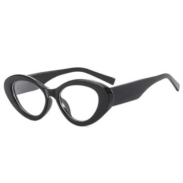 Imagem de Óculos de Sol Olho de Gato Jelly Tea Feminino UV400 Masculino Oval para Esportes ao Ar Livre, Corrida e Ciclismo, Preto e Transparente