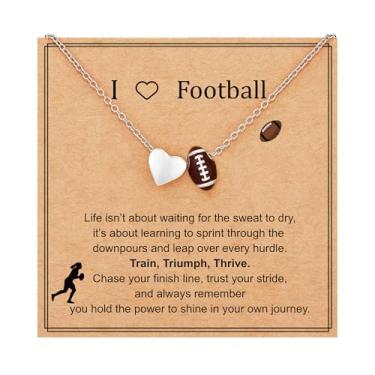 Imagem de P. BLAKE Colar de softbol/voleibol/futebol/basquete para meninas e mulheres, pingente de coração de bola, acessórios esportivos de Natal, aniversário, joias presentes para adolescentes amantes, one