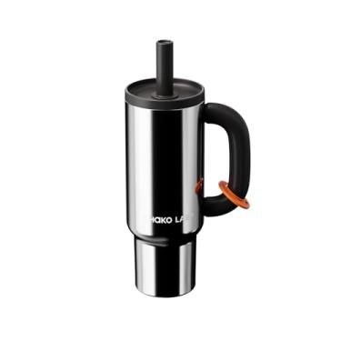 Imagem de CHAKO LAB BaWang Copo isolado de aço inoxidável | Copo com alça e canudo 940 ml | Suporte de copo adequado para viagens | Garrafa de água à prova de vazamento | Sem BPA | Forro de aço inoxidável 316 |