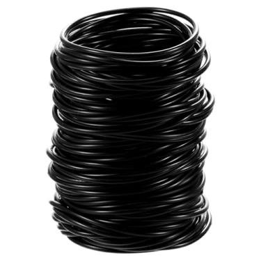 Imagem de Hotop 100 pulseiras de silicone preto dos anos 80 com brilho arco-íris neon elástico de borracha gel laços de cabelo lembrancinha de festa dos anos 80 para mulheres adultas