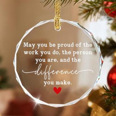 Imagem de Que você tenha orgulho do trabalho que faz, presente de agradecimento, presente de aposentadoria, enfeite de Natal de cristal, presentes para colegas, presentes para equipe e funcionários