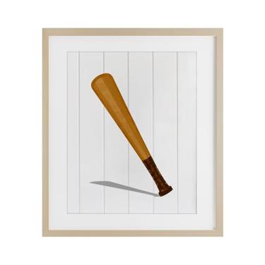 Imagem de Stupell Industries Estampa emoldurada de bétula de taco de beisebol esportivo sob vidro, design de Christine Simpson Art, 53 x 43 cm