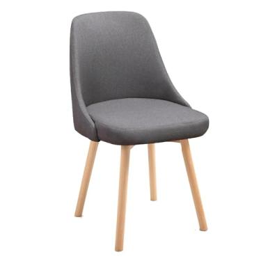 Imagem de HGTRH Cadeira de jantar rotativa de 360°, cadeiras reforçadas com encosto cadeiras de cozinha de algodão linho 6,5 cm pernas de madeira maciça 551 libras cinza escuro 1 peça