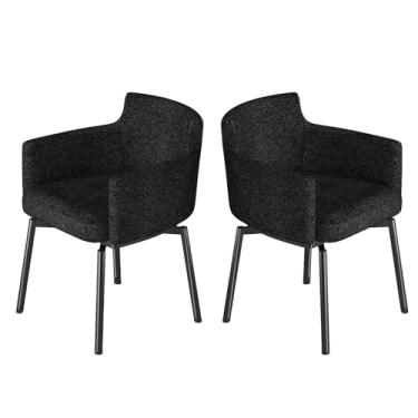 Imagem de HGTRH Cadeiras de jantar giratórias de 180°, cadeiras de jantar giratórias com apoio de braço e encosto, cadeiras de cozinha com ajuste automático, pernas de aço carbono, 150 kg, 2 estilos B, 2 peças