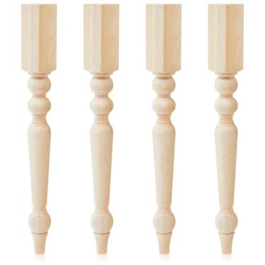 Imagem de Threehoney 4 peças de pernas de mesa de fazenda, pernas de mesa de jantar de pinheiro de 73,7 cm x 7,8 cm para móveis, móveis de madeira inacabados, banco de jantar chalé café para bricolage (fina)