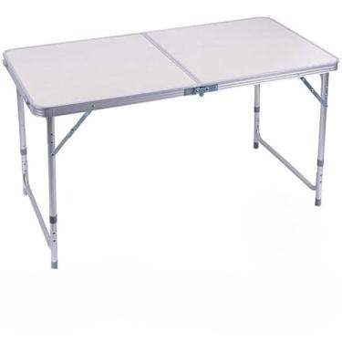 Imagem de 120x60x70CM Mesa Dobrável de Alumínio Portátil Vira Maleta Camping Praia com Tampo de MDF (120x60x70CM)