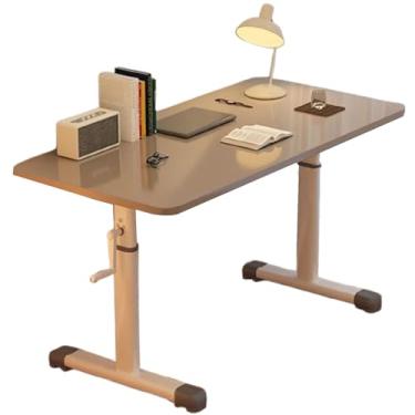 Imagem de HGTRH Mesa de computador, mesa de estudo de escrita com ajuste de altura de manivela 80/100/120x60 cm 63-90 cm alcance de elevação 150 kg rolamento de carga em forma de I pernas de mesa de aço carbono