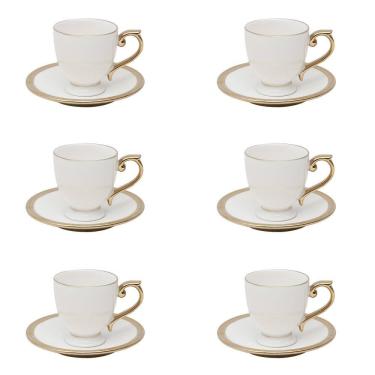 Imagem de Conjunto 06 Xícaras de Cafezinho de Porcelana Paddy Branco 90ml Wolff