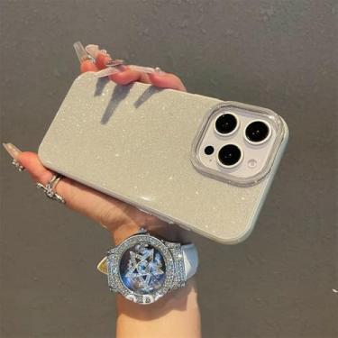 Imagem de HTVJFX Capa de celular luxuosa com glitter e detalhes de doces, fosca, à prova de choque, com amortecedor traseiro (para iPhone 12/branca)