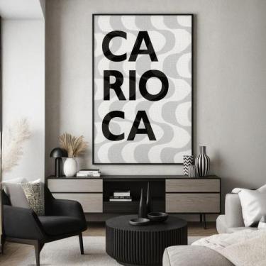 Imagem de Quadro Canvas Carioca Calçadão 60X40Cm Mold Branca - Quadros On-Line