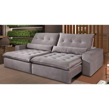 Imagem de Sofá Retrátil e Reclinável Luciana Luxo com Molas Ensacadas e Almofadas Decorativas Vários Tecidos 2,50M