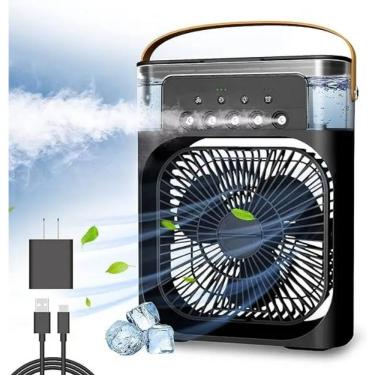 Imagem de Mini Ventilador Portátil 3 em 1 – Ventilador, Umidificador e Climatizador com LED para Mesa