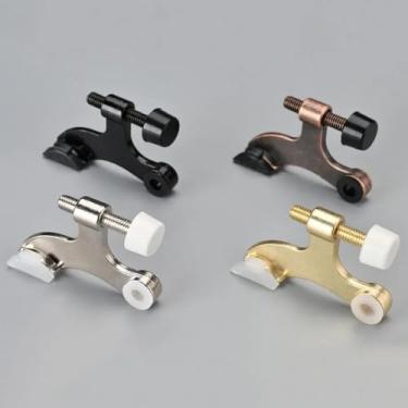 Imagem de 1 batente de porta de pino de dobradiça ajustável oculto tipo K batente grosso com amortecedor de borracha (bronze vermelho, A)