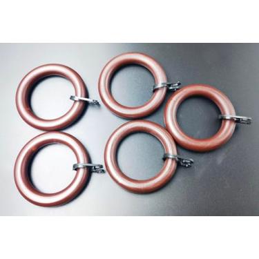 Imagem de Anéis de varão de cortina de madeira de 6 cm, 20 peças para mastro de haste de 2,5 a 3,8 cm, diâmetro interno de 4 cm, aparência vintage de madeira de faia de fazenda feita à mão (nogueira preta)
