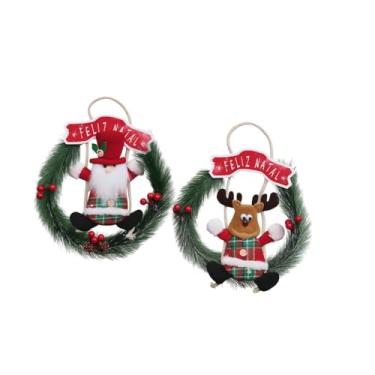 Imagem de Guirlanda com de Papai Noel - Decoração Natalina Enfeite de Porta, Festiva e Acolhedora, Ideal para Casa, Entrada e Ambientes Festivos (Papai Noel)