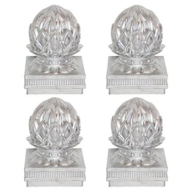 Imagem de Tampa de poste de cerca, acabamento de cerca superior bolota, cobertura de grade de alumínio para escada de vila, caixa de correio, deck, doca, tampas de empilhamento, 4 peças, 100 x 100 mm