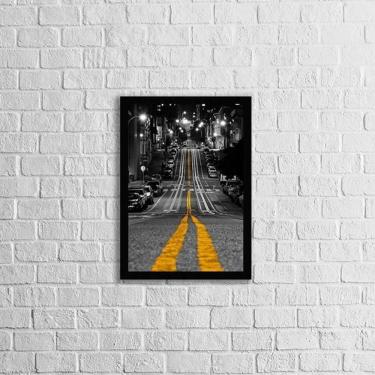 Imagem de Quadro Fotografia Rua Pista Amarela 24X18Cm - Com Vidro