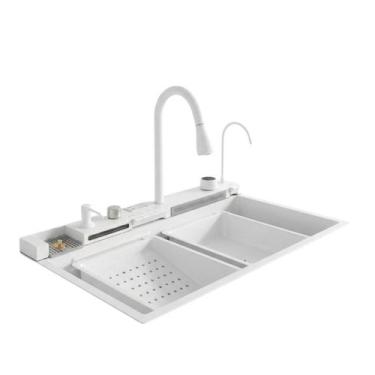 Imagem de Cuba gourmet branca way wcb-7546-wh com torneira ducha flexiível e dis