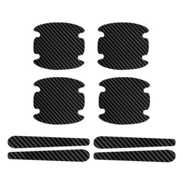 Imagem de 8 peças de adesivos protetores de textura de fibra de carbono - almofadas adesivas resistentes a arranhões, tamanhos de 9 x 8,3 cm e 5,11 x 0,62 polegadas para decoração de casa/escritório/carro e
