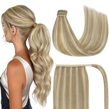 Imagem de Ve Sunny Extensões de cabelo rabo de cavalo cabelo humano real envoltório clipe em rabo de cavalo extensões de cabelo liso cabelo humano para mulheres castanho claro 40.6 cm 80G